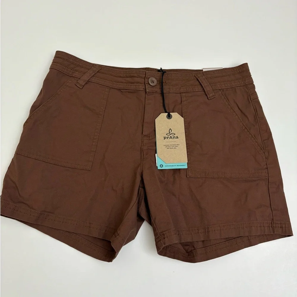 Prana Tess Shorts 5” Brown New with Tags Size 10 - Picture 1 of 9